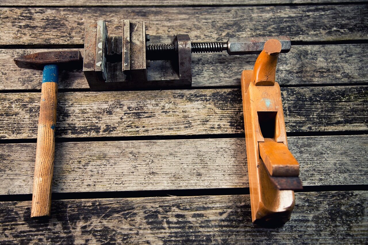 Artisan woodworking tools laid out for residential remodel work