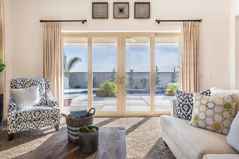 Multi-panel sliding patio door installed in a Sacramento living room — interior view